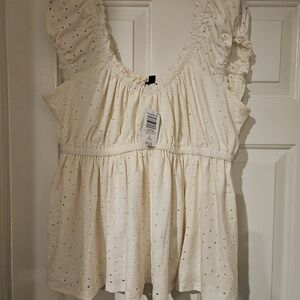 Torrid Cream Eyelet Blouse